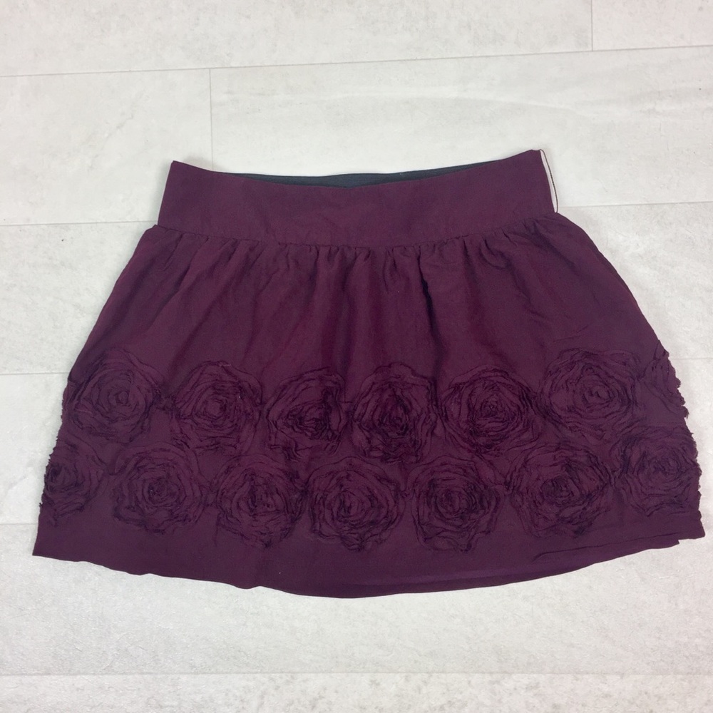 Stoosh Flirty Circle Rose Skirt Burgundy Sz Medium